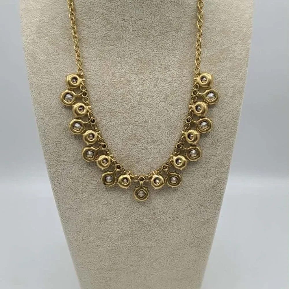 J Crew Factory Gold Tone Clear & Gold Crystal Necklace NWT!